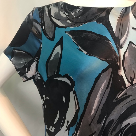 Pendleton Brilliant blue gray black 100% silk - Picture 2 of 8